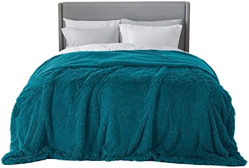 Bedsure Faux Fur Fluffy Sherpa Fleece Queen Bed Blanket Teal 60"x80" by Unknown