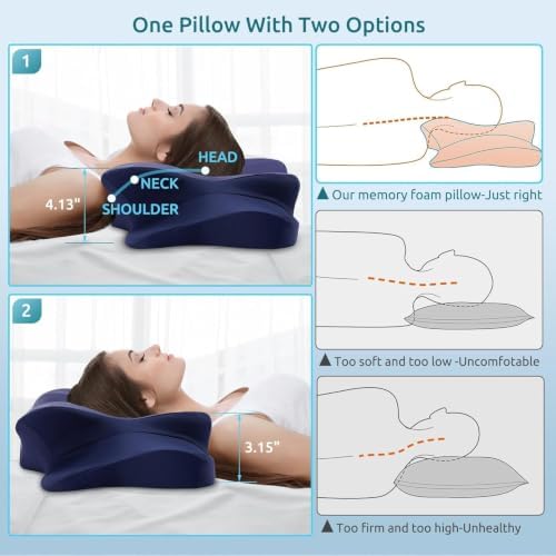 DONAMA Cervical Pillow for Neck and Shoulder Pain Relief, Cooling Contour Memory Foam Pillow, Dual-Height Ergonomic Neck Support Pillow for Side Back Stomach Sleepers with Removable Pillowcase - Image 4