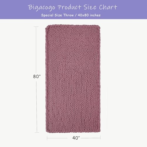 Bigacogo Chunky Knit Throw Blanket for Couch, 40x80 inches, Burnt Rose - Image 2