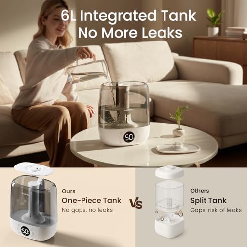 Provirtec 6L Self-Cleaning Humidifier for Large Room, Warm & Cool Mist - Image 3