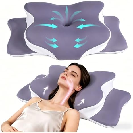 Pillow for Neck Pain Relief, Cooling Memory Foam Cervical Contour Support by Unknown
