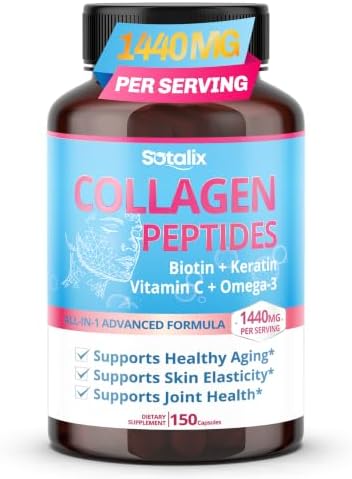 Sotalix Collagen Peptides 1,440 mg with Biotin, Keratin & HA, 150 Capsules by SOTALIX