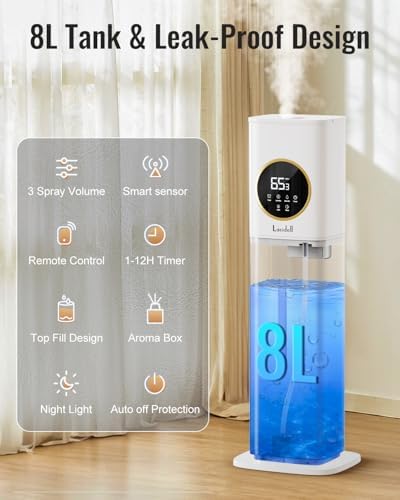 Lacidoll Top Fill Humidifiers for Bedroom, 8L Tank for Large Room, 35dB - Image 3