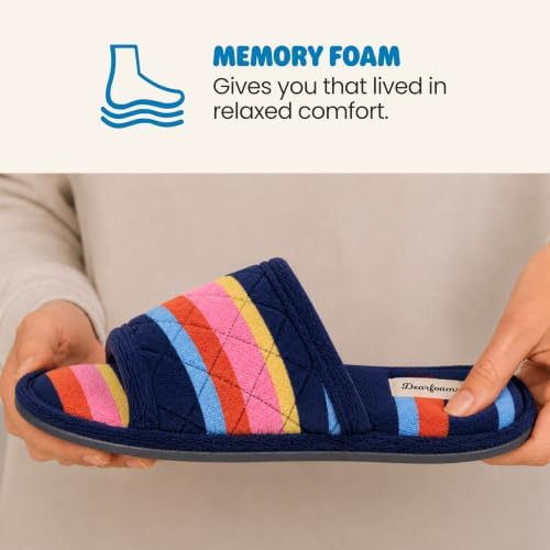 Dearfoams womens Slipper Memory Foam Summer House Shoe Beatrice Terry Slide - Image 4