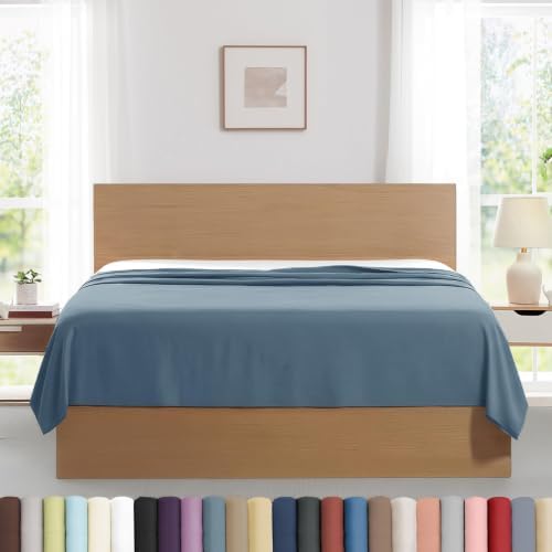 Queen Size Flat Sheets Only 90x102 Flat Bed Sheets 2 Pack Coronet Blue by SouthshoreFineLivingInc