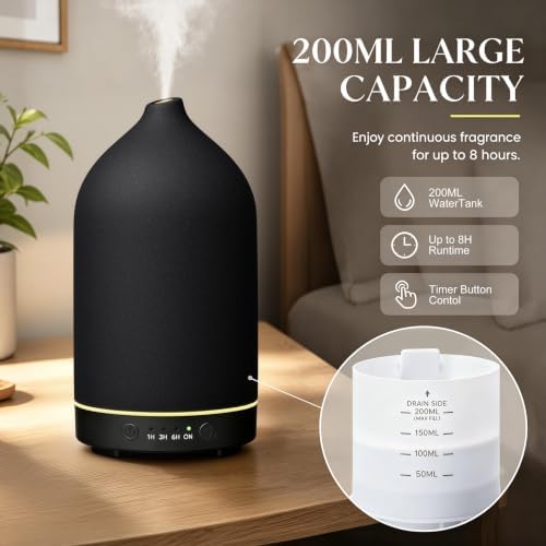 Gooamp 200ML Ceramic Essential Oil Diffuser for Home, Stone Diffuser - Image 3