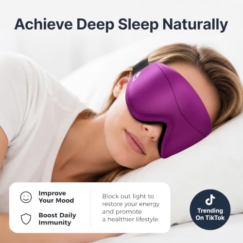 Sleep Mask for Women Men: 100% Blackout 3D Eye Mask for Sleeping, Sleeping Mask for Side Sleepers, Zero Pressure Memory Foam Eyelash Friendly Breathable Eye Cover, Airplane Travel Essentials-Purple - Image 6