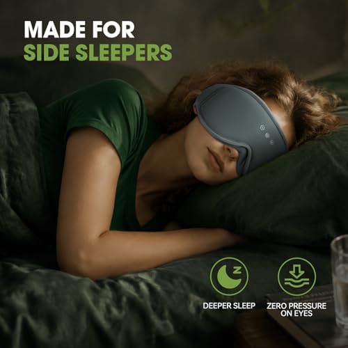 Bamboo Cotton Large Sleep Mask with Bluetooth Wireless Headphones - Blackout Eye Mask for Sleeping 3D Contoured Sleep Eye Cover Headband Ear Plugs Low Noise Hook for Men Women Better Experience (Grey) - Image 3