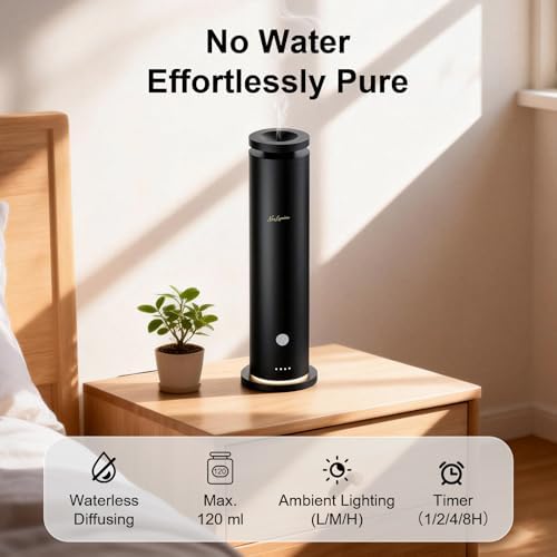 Waterless Diffuser Pro with 5 Scent Oils, Luxury Hotel-Class Essential Oil Diffuser Aromatherapy Machine with 1500 Sq Ft Cover, 6 Mist, 4.06Oz Diffusers for Home Large Room Hotel SPA - Black - Image 2