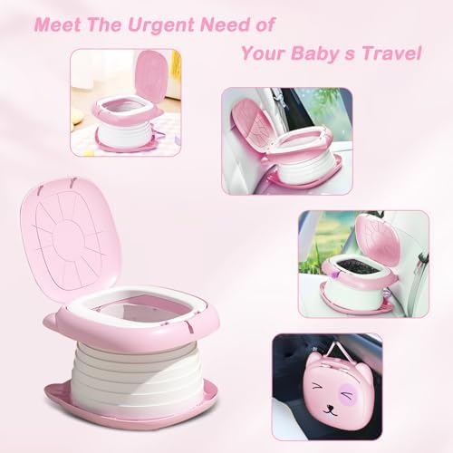 Portable Potty for Toddlers, Foldable Travel Potty(Pink) - Image 4