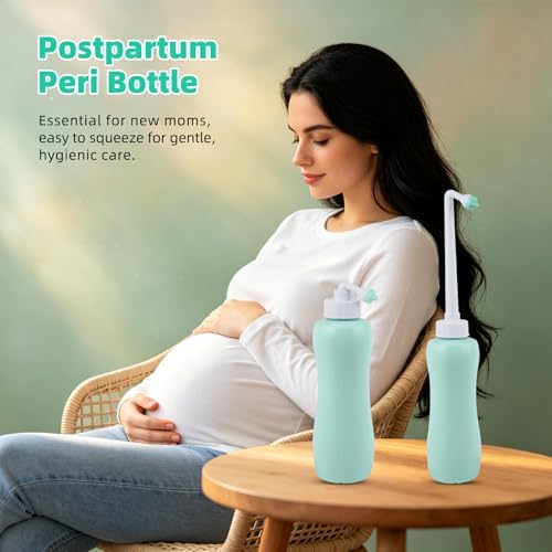 Hibbent 2 Pack 650ml Portable Bidet Sprayer for Women or Men, Handheld Travel Bidet for Personal Hygiene, Jet Spray Bottle for Toilet & Bathroom, Peri Bottle for Postpartum Care, Travel Bag, Green - Image 6