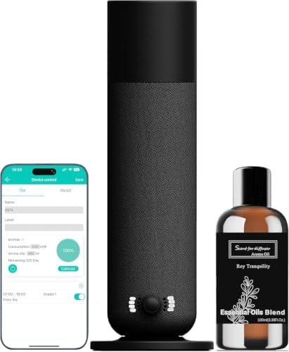 Smart Waterless Essential Oil Diffuser, Scent Air Diffuser with Roy Tranquility Oil Set for Homes Offices Hotels, Covers Up to 1000 Sq.Ft, Adjustable Mist & Timer by Unknown