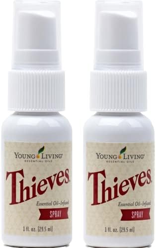 Young Living Thieves Spray | 1 oz | Portable Cleaner Spray, Formulated with Water & Alcohol, Ideal for Travel Essentials & Home; Fits in Backpack, Luggage, or Purse | 2 Pack by YoungLiving