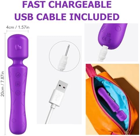 Amoreaux Handheld Massager for Back Muscle Relief – Ergonomic, 21 Modes & 5 Speeds, Ultra-Quiet ≤40dB for Office/Travel, IP65 Waterproof, 90-Min Battery USB-C– Back, Neck, Shoulder, Arm, Foot (Purple) - Image 5