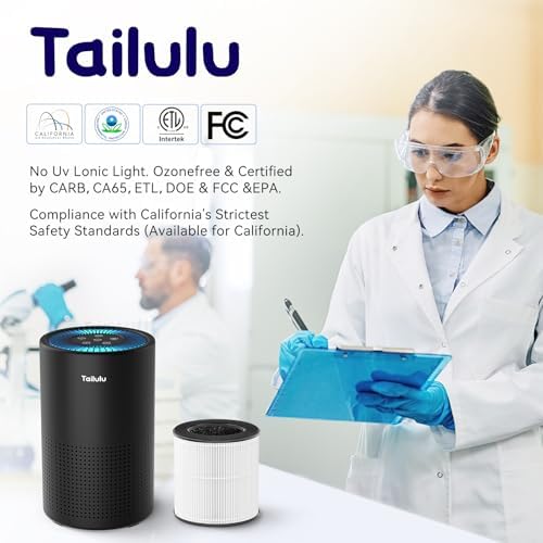 Air Purifiers for Bedroom Home, Tailulu H14 True HEPA Air Purifier Filter, Quiet Air Cleaner With 12dB Sleep Mode Night Light Speed Control Timer, Portable Small Air Purifier For Allergies Pets, AP052 - Image 3