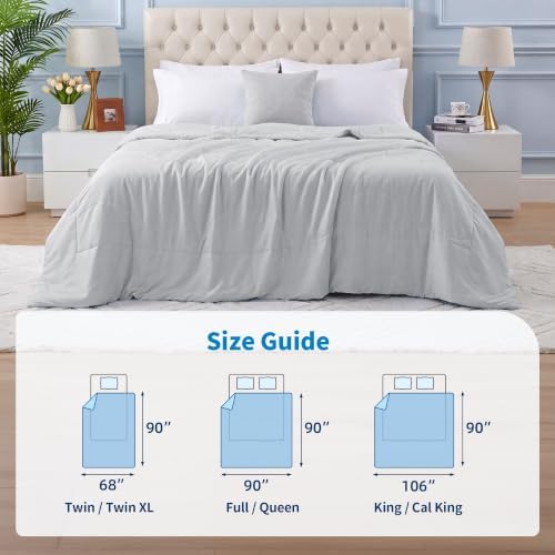 MASVIS Cooling Comforter King Size, Cooling Blanket for Hot Sleepers Lightweight Summer Blanket with Double-Sided Cold Tech Fabric,Breathable Cold Blanket,Light Grey,90"X108" - Image 5