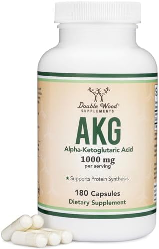 AKG Alpha-Ketoglutaric Acid 1,000mg, Healthy Aging Support, 180 Capsules by DoubleWoodSupplements
