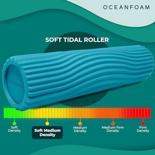 Oceanfoam Soft Tidal Roller (Miami Blue) - Low Density Foam Roller for Physical Therapy, Back Pain, Exercise & Stretching - Wave Textured - Yoga, Athletics, & Wellness - Full Size, 20" x 5" - Image 4