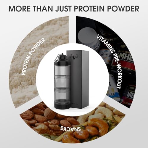 BYLWORKOUT 3-Layer Protein Powder Container with Funnel and Keychain - Image 6