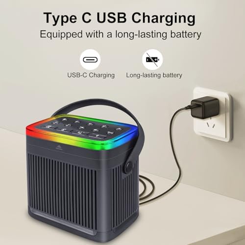 White Noise Sound Machine for Sleep, Portable Noise Sound Machines with 7 Colors Night Lights, 70 Soothing Sounds Bluetooth Speaker Memory Function Brown Noise for Baby Kids Adult & Home Office Travel - Image 7