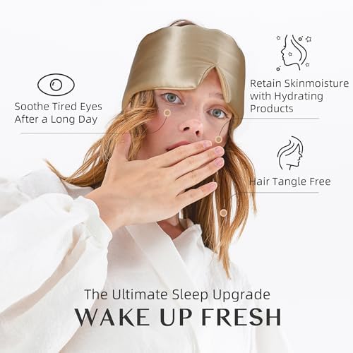 Silk Sleep Mask for Women and Men, Side Sleeper, 22 Momme Pure Mulberry Silk Total Blackout 100% Mulberry Eye Mask with Adjustable Headband Full Size, Eye Masks for Sleeping and Travel - Image 5
