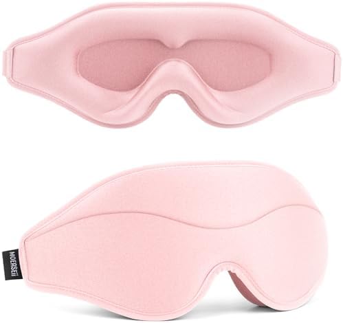 Sleep Mask - Total Blackout 3D Sleeping Mask, Super Lightweight & Silky Soft Eye Mask for Sleeping, Fully Adjustable Fit for Home, Office, Traveling, Meditation, Yoga, Pink by MOEASEii