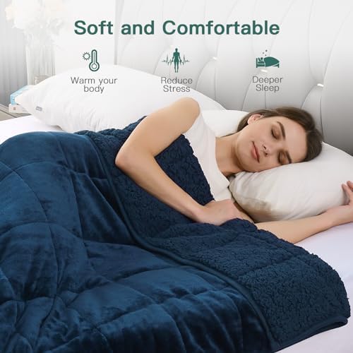 Lofus 15 lbs Weighted Blanket for Adults Queen Size 60" x 80", Navy Blue - Image 3