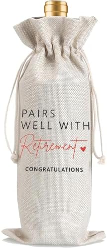 1Pcs Retirement Gifts for Women Men Farewell Gifts for Friends Retirement Wine Bag with 1Pcs Kraft Blessing Cards and natural jute rope - Image 6