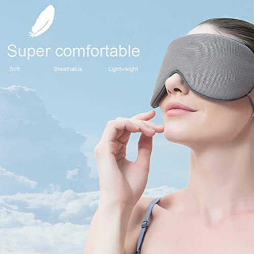 Sleep Mask, DMaos Sleep Aid Super Soft Air Eyes Pillow, Milk Silk and Warm Cloth Sides, Adjustable Slip Hold Strap to Ears - Black + Gray - Image 2