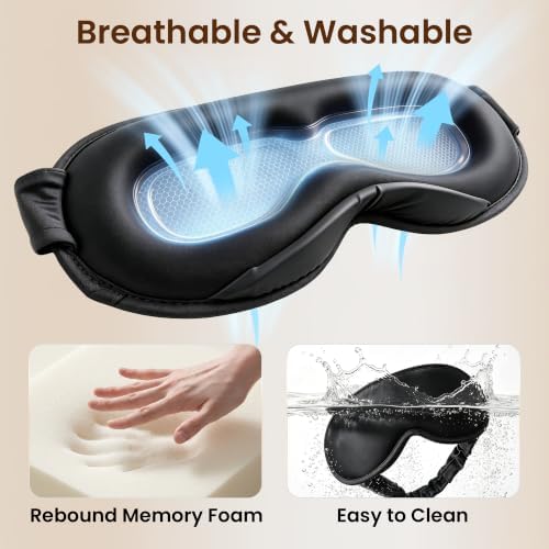 Weighted Eye Mask for Sleep, 3D Blackout Sleep Mask for Women Men, Black - Image 6