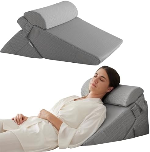 Bedluxe Wedge Pillow Set for After Surgery, Orthopedic Bed Wedge, Grey by Bedluxe