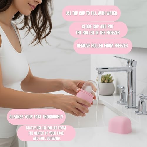 Alijah Ice Roller for Face, Pink Facial Massage Tool for Puffiness and Redness Reduction, Clean Girl Aesthetic, Esti Supplies - Image 2