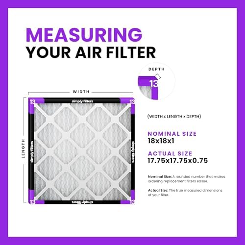 Simply 18x18x1 Air Filter, MERV 13, 6 Pack, For Home AC Furnace & HVAC (Actual Size: 17.75"x17.75"x0.75") DUST, Pet, & Allergy Control - Image 2