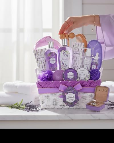 19 Pcs Gifts for Women, Lavender Bath & Body Gift Basket,Face Skin Care Set - Image 3