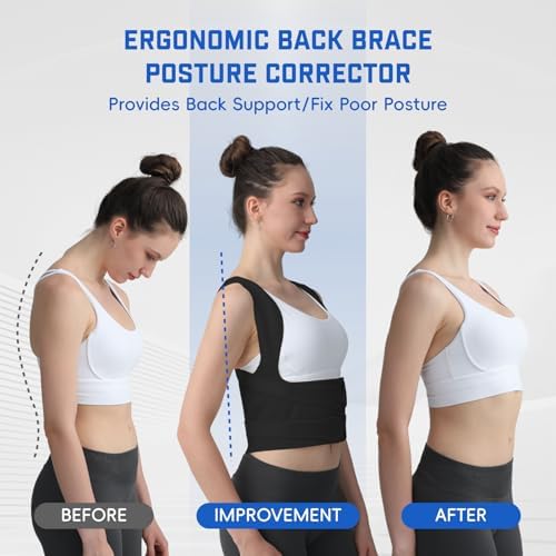 Posture Corrector for Women & Men, Adjustable Back Brace Shoulder Straightener, Full Back Support for Upper & Lower Back Pain, Hunchback, Scoliosis Relief (Black, Small) - Image 2