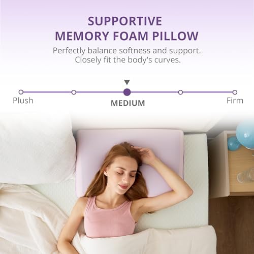 Cooling Gel Memory Foam Pillow for Hot/Side Sleepers, Neck Support, Purple - Image 3