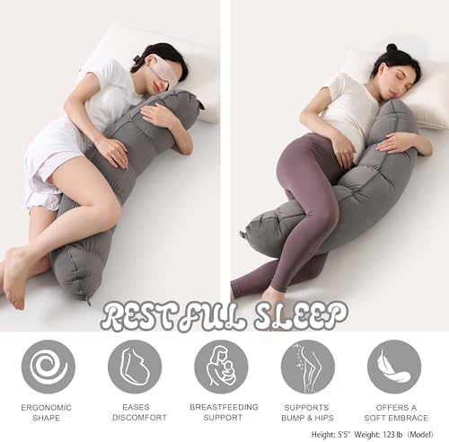 Peallow(Pat. Pend) – Long Round Body Pillow for Adults, Bolster Pillow for Sleeping, Soft and Supportive Pillow for Sleeping & Lumbar Support (Urban Grey, 39") - Image 5