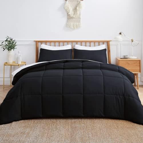 MAPLE DOWN Soft Twin Size Comforter Duvet Insert-Down Alternative Comforter with Corner Tabs-Lightweight Fluffy Breathable Machine Washable (Black,68“x90”) by MapleDown