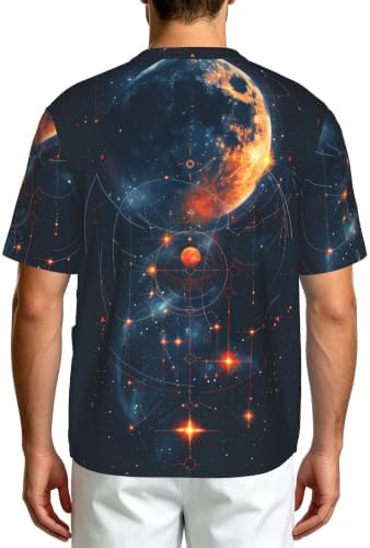 Men's Scrub Top,V-Neck Spill Wrinkle Resistant,3 Pockets-Mysterious Universe (1) - Image 2