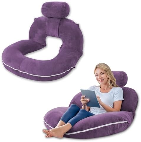 INSEN Reading Pillow, Back Pillow for Sitting in Bed and Couch, Gaming Pillow for Adults, Sit Up Support for Bed, Purple by INSEN