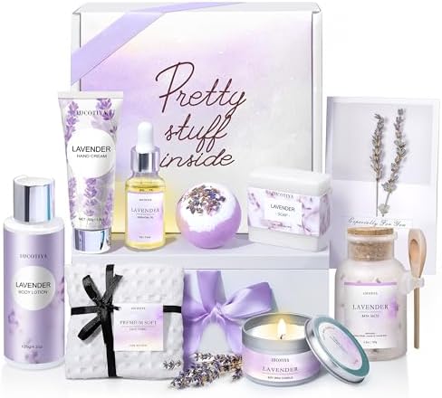 Gifts for Women, 10 Pc Lavender Spa Gift Basket for Women Bath Gift Set by LUCOTIYA