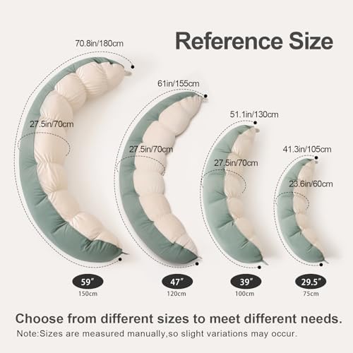 Peallow(Pat. Pend) – Long Round Body Pillow for Adults, Bolster Pillow for Sleeping, Soft and Supportive Pillow for Sleeping & Lumbar Support (Green-White, 29.5") - Image 2