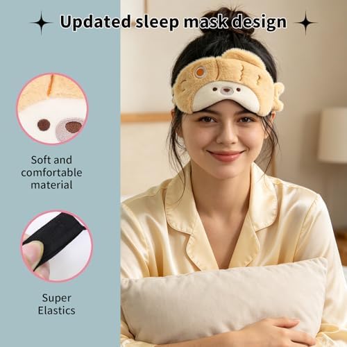 PERFECTSIGHT Sleep Eye Masks, Cute Sleep Eye Cover Lightweight Adjustable Eyeshade Mask Cover for Women Men Sleep Travel Nap, Khaki Fish - Image 4
