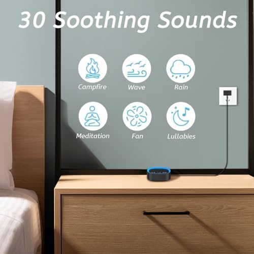 Sleep White Noise Sound Machines with 30 Soothing Sounds 3.5 mm Headphone Jack 5 Timer Settings 32 Precise Volume Memory Function Compact Design Ideal Gift for Everyone - Image 2