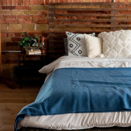 Arcturus Bighorn 100% Virgin Wool Blanket | Heirloom-Quality Wool Bedding for Home & Cabin | Warm, Thick & Durable (Queen Size, Steel Blue) - Image 3