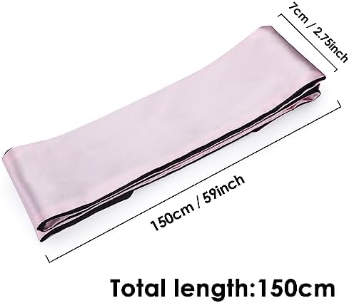 FRESHME Satin Sleep Eye Mask - Comfortable Eye Blindfold for Sleeping Women Men Valentine's Day Gift Soft Adjustable Breathable Eye Mask Side Sleeper Night Travel Pure Black and Pink 160cm/63in - Image 6