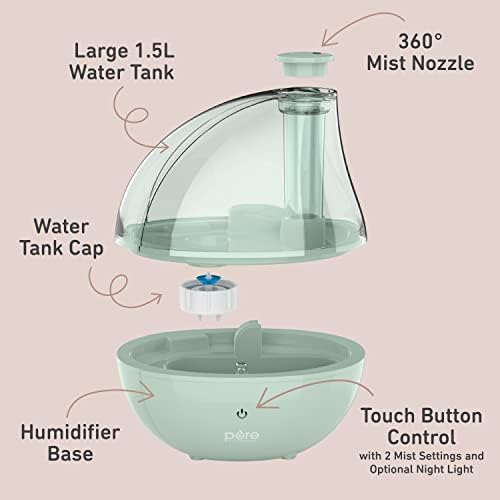 Pure Enrichment PureBaby Ultrasonic Cool Mist Humidifier & Soft Glow Night Light, Whisper-Quiet and Ideal for Baby Nurseries & Kids Bedrooms to Relieve Congestion, Colds, & Coughs (Whisper Green) - Image 4