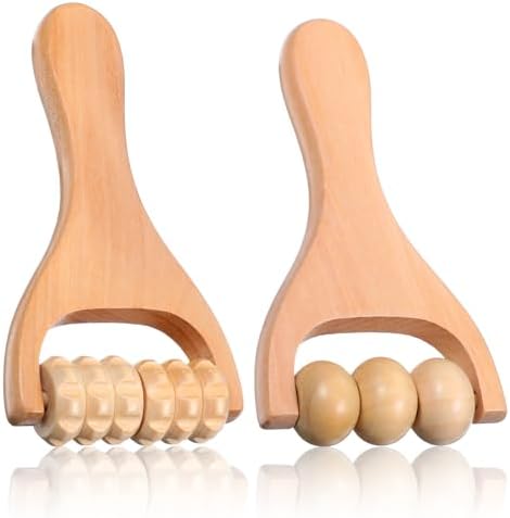 Telooco 2Pcs Wooden Massage Roller, Handheld Wood Massage Tools by Telooco