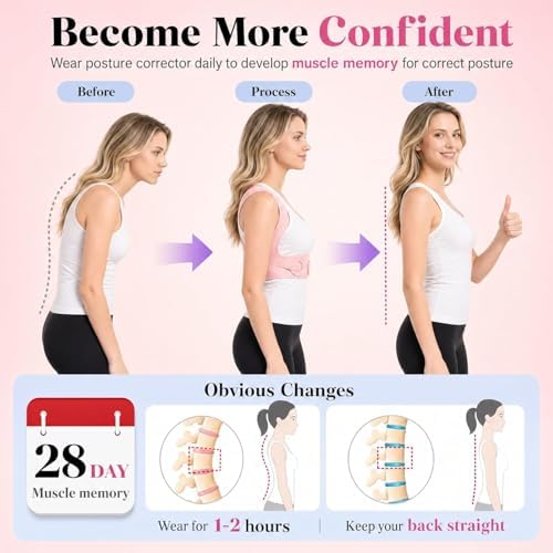 Back Brace Posture Corrector for Women - Adjustable Posture Brace for Women Under Clothes - Back Brace for Posture Upper Back Support - Invisible Comfort for Office Daily Wear - Comfortable Hunchback Slouching for Neck Shoulder Back Straightener(Medium) - Image 4