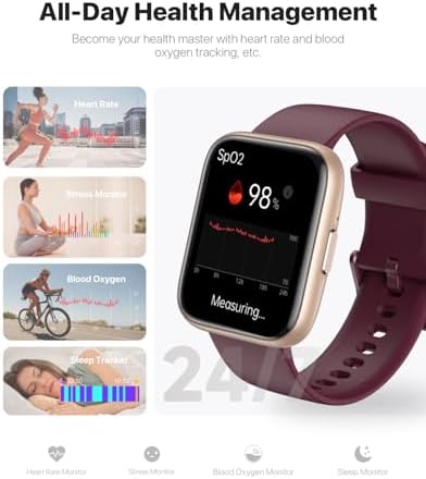 Smart Watch for Men Women - Answer/Make Calls/Quick Reply/AI Voice Assistant, 1.83" for Android iPhone Samsung Compatible IP68 Smartwatch Fitness Tracker Blood (Rose Gold+Wine Red, 1.9") - Image 2